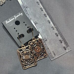 Gold Sun and Moon Tarot Card Earrings